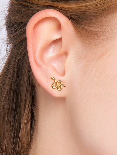 Gold Snake Earrings, Small Snake, Earrings Snake, Golden Snake, Small Snakes, Safety Pin Earrings, Snake Jewelry, Snake Earrings, Gold Snake