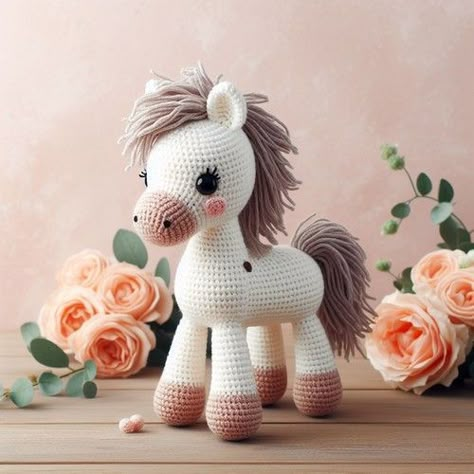 Crochet Horse Amigurumi Crochet Farm Animals, Knitting Bag Pattern, Crochet Horse, Crochet Animal Amigurumi, Knitting Patterns Free Scarf, Crochet Animals Free Patterns, Crochet Amigurumi Free Patterns, Crochet Amigurumi Free, Amigurumi Animals