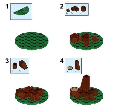 Lego Forest, Lego Creations Instructions, Lego Trees, Lego Plants, Lego Blueprint, Lego Basic, Lego Christmas Village, Lego Tree, Easy Lego Creations