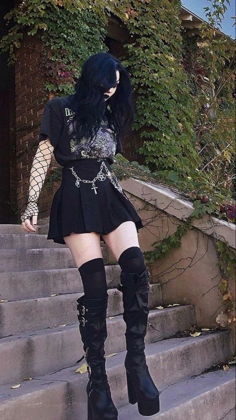 Dark Clothes, Grunge Outfit, Grunge Outfits, Dress Up, Halloween, Boots, Hair, On Instagram, Clothes