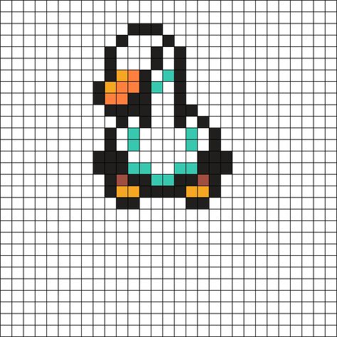 A Goose Perler Bead Pattern | Bead Sprites | Animals Fuse Bead Patterns Goose Pixel Art, Goose Perler Bead Pattern, Duck Grid Pattern, Duck Pearl Beads, Untitled Goose Game Cross Stitch, Fuse Bead Patterns, Photo Pattern, Melty Beads, Kandi Patterns