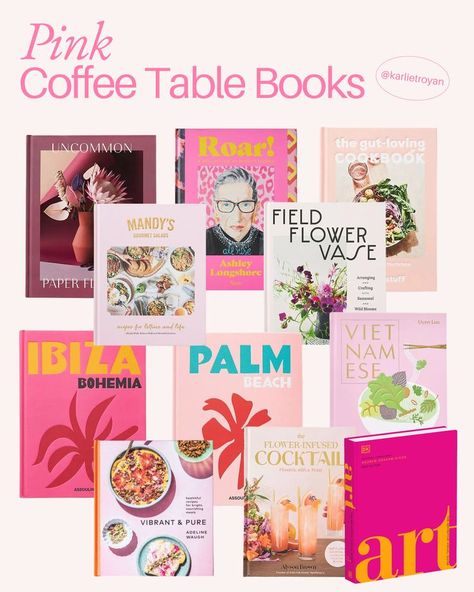 Pink Coffee Table Book, Cute Coffee Table Books, Colorful Coffee Table Decor, Pink Coffee Table Books, Colorful Coffee Table Books, Square Coffee Table Styling, Whimsical Coffee Table, Decor Placement, Books Bedroom