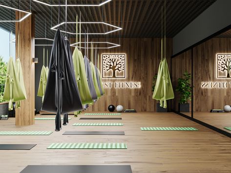 Fitness Center Design, Yoga Room Design, Yoga Area, Cycling Studio, Gym Design Interior, Studio Layout, Public Hotel, Yoga Studio Design, Dance Rooms