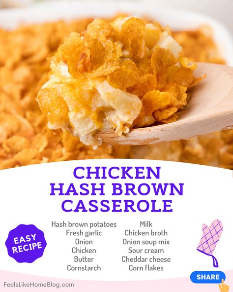 Chicken And Hashbrown Casserole, Chicken Hash, Chicken Hashbrown Casserole, Hashbrown Casserole Recipe, Simply Potatoes, Cheesy Hashbrown Casserole, Frozen Hashbrowns, Cheesy Hashbrowns, Hashbrown Casserole