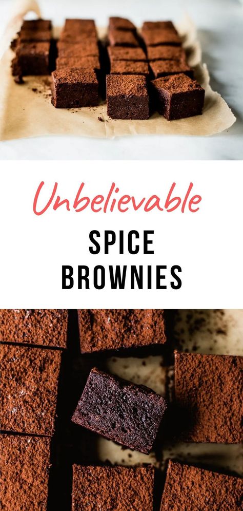 These festive Spice Brownies are perfect for fall and winter!  Gooey and thick thanks to brown sugar and molasses and you will want to eat them for the rest of your life! Spiced with ginger and cinnamon and with lots of dark chocolate for the ultimate Christmas treat #brownies #bars #christmas Molasses Brownies, Spiced Brownies, Blondies Bars, Freezable Cookies, Easy Nutella Brownies, Lemon Bars Easy, Recipe Notebook, Best Brownie Recipe, Easy Holiday Desserts