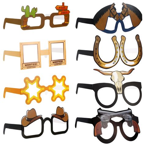 PRICES MAY VARY. Sufficient to Use: there are a total of 32 pairs of western eye glasses in different styles for options, cool and interesting, suitable for you to wear for various occasions, which are available in ample quantity and rich style to meet your needs for daily use and parties West Cowboy Theme Design: our eyeglass decorations are designed with western cowboy design elements, three dimensional eyeglass, which will be a big hit for adults, bringing a lot of fun Interesting Gifts: you Western Photo Booth, Rodeo Decorations, Cowboy Birthday Party Decorations, Country Western Parties, Western Party Decorations, Cowboy Themed Birthday Party, Paper Glasses, Western Games, Cowboy Theme Party