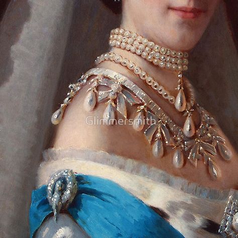 Royal jewels on a Danish princess historical fashion iPad case, skin Maria Feodorovna, Royal Core, Pearl And Diamond Necklace, Royal Jewels, Detail Art, Classical Art, Royal Jewelry, Crown Jewels, Pics Art