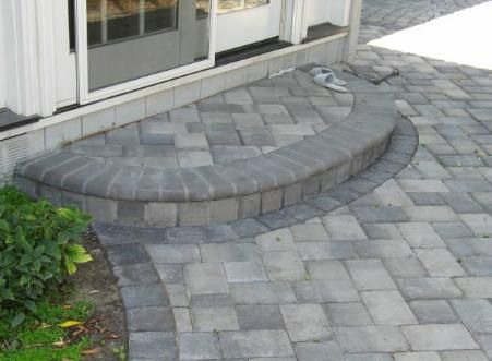 Backyard Updates, Patio Step, Walkways Ideas, Patio Plan, Cambridge Pavers, Paver Steps, Brick Driveway, Patio Stairs, Interlocking Pavers