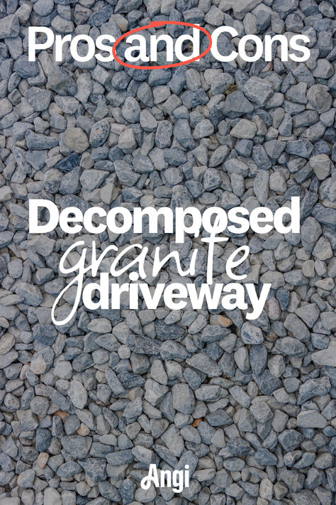 Pros and cons of decomposed granite driveway on a gravel background Crushed Granite Driveway, Decomposed Granite Driveway, Driveway Edges And Borders, Gravel Driveway Ideas Cheap, Crushed Granite Patio, Decomposed Granite Walkway, Crushed Granite Landscape, Decomposed Granite Landscaping, Granite Driveway