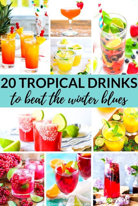 In need of an island vacation? These 20 fun tropical cocktails are the perfect remedy. If you’re on the hunt for Margarita, Mojito, Hurricane, Mai Tai, Blue Lagoon, Sangria or Painkiller recipes, then you’re certainly in the right place! Many of these Caribbean-inspired drink recipes are rum-based, but you’ll also find recipes using tequila and vodka. There are a couple of non-alcoholic cocktails too! #tropicalcocktails #sangria Vacation Cocktails Beach Drinks, Caribbean Drinks Alcohol, Frozen Summer Cocktails, Vacation Cocktails, Tropical Cocktail Recipes, Painkiller Recipe, Caribbean Drinks, Tropical Cocktails, Beach Drink