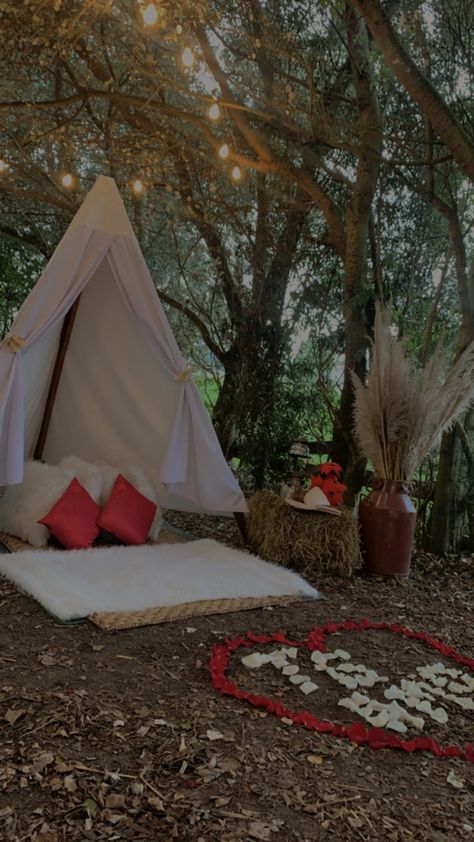 Romantic getaway forest couple idea in nature tipi Love Decorations, Romantic Getaway, Romantic Getaways, In Nature, Forest, Quick Saves, Nature