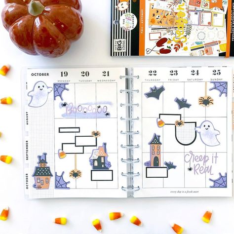 Halloween Happy Planner Layout, Halloween Planner Layout, Halloween Planner, Halloween Layout, Happy Planner Layout, Planner Layouts, Planner Vertical, Creative Planner, Planner Tips