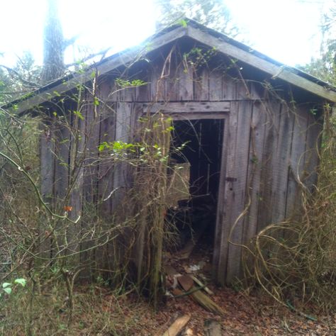 Old shed Library Greenhouse, Shed Aesthetic Dark, Bloxburg Trailer, Old Sheds Rustic, Shed Aesthetic, Creepy Shed Aesthetic, Old Shack, Abandoned Shed, Abandoned Summer Camp