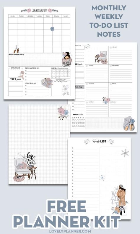 Free Printable Planner Pages, Weekly Dashboard, Free Monthly Planner, Happy Planner Free Printable, Free Planner Pages, Winter January, Free Planner Templates, Free Printable Planner, Planner Notes