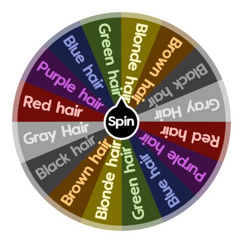 Spin the wheel to randomly choose from these options: Red hair, Purple hair, Blue hair, Green hair, Blonde hair, Brown hair, Black hair, Gray Hair! Hair Color Wheel, Skin Color Chart, Hairstyle Generator, Color Characters, Colour Wheel Theory, Stylish Hair Colors, Color Generator, Spin The Wheel, Hair Color Brands