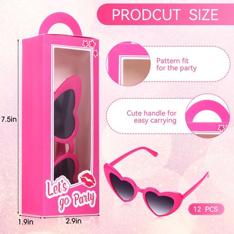 PRICES MAY VARY. Pink Bachelorette Party Decorations: there are 12 pcs fun and cute doll favor boxes and 12 pcs cute shaped glasses; The pink party gift box is the ideal complement to any party or celebration, beautifully designed with transparent windows and handles for easy carrying; These bachelorette party gifts are printed with heart and exquisite pink doll heads, adding a touch of charm and fun to any occasion Spacious Capacity: the bachelorette party gift box has spacious space, which can Bridesmaids Gifts Bachelorette Party, Pink Bachelorette Party Decorations, Barbie Party Favors, Sunglasses Bachelorette Party, Sunglasses Bachelorette, Bachelorette Party Sunglasses, Pink Party Favors, Pink Bachelorette Party, Pink Bachelorette