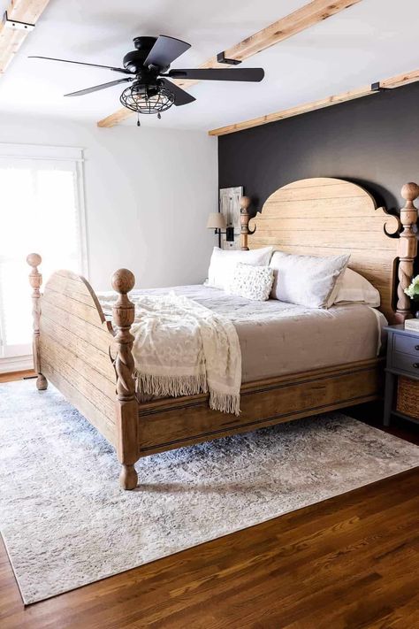 A detailed List of DIY Project and Home Improvement details, and paint colors for this Modern French Country Master Bedroom Decor Sources. Modern French Country Bedroom, Toile Quilt, French Country Bedroom, Making Goals, Modern French Country, French Country Bedrooms, 2020 Vision, Modern French, Bedroom Space