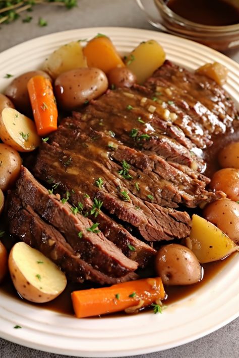 Slow Cooker Pot Roast - That Oven Feelin Baby Yellow Potatoes, Pot Roast With Vegetables, Braised Pot Roast, Roast With Vegetables, Sweet Potato Frittata, Cheesy Baked Chicken, Slow Cooker Pot Roast, Aldi Recipes, Frozen Waffles