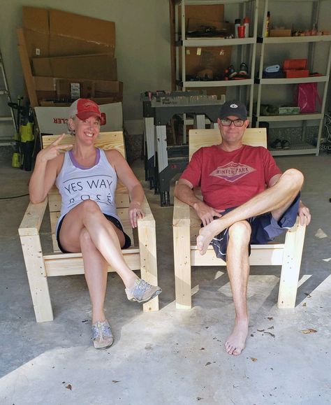 DIY Modern Adirondack Chairs Small Garage Workshop, Diy Wooden Shelf, Modern Adirondack Chairs, Adirondak Chairs, Outdoor Chairs Diy, Patio Chairs Diy, Diy Wooden Shelves, Backyard Chairs, Wooden Shelf Brackets