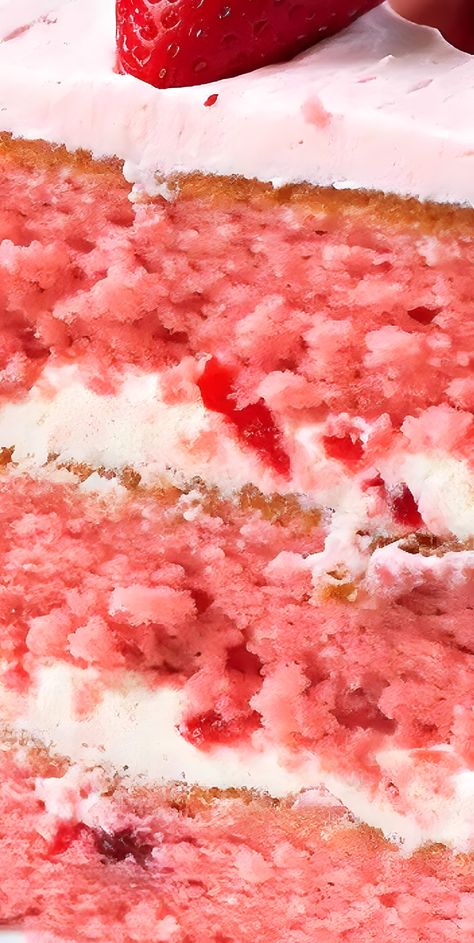 Summer Bliss Strawberry Cake, Strawberry Flavored Cake Recipe, Ultimate Strawberry Cake, Summer Strawberry Cake, Southern Strawberry Cake, Best Homemade Strawberry Cake, Strawberry Cake With Strawberry Filling, Strawberry Cake With Whipped Cream Icing, Best Strawberry Cake Ever