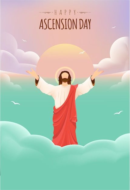 Happy Ascension Day Of Jesus Christ, Ascension Day Design, Ascension Day Of Jesus Christ, Happy Ascension Day, Ascension Day, Bible Story, Psd Icon, Creative Ads, Vector Photo