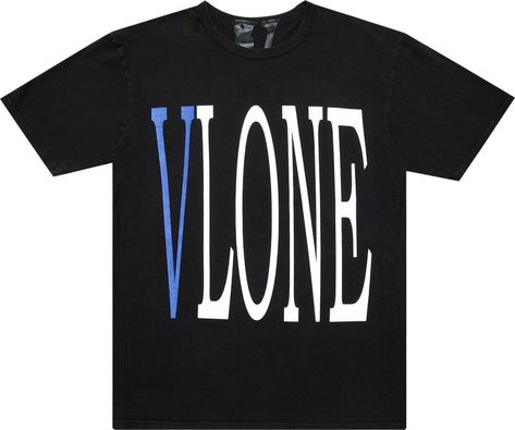 Vlone Staple T-Shirt 'Black/Blue' | GOAT Vlone Logo Design, Vlone Hoodie Outfit, V Lone T Shirt, Vlone Outfit Man, Vlone Shirt, Underground Clothing, Kodak Black, Blue Shorts, Black Tee