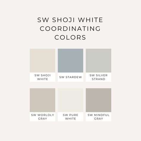 Sherwin Williams Shoji White Paint Color Review Colors That Compliment Shoji White, Shoji White Sherwin Williams Bedroom, Shoji White Coordinating Colors, Sherwin Williams Shoji White, Pure White Paint Color, White Exterior Paint Colors, White Paint Color, Shoji White, Mindful Gray