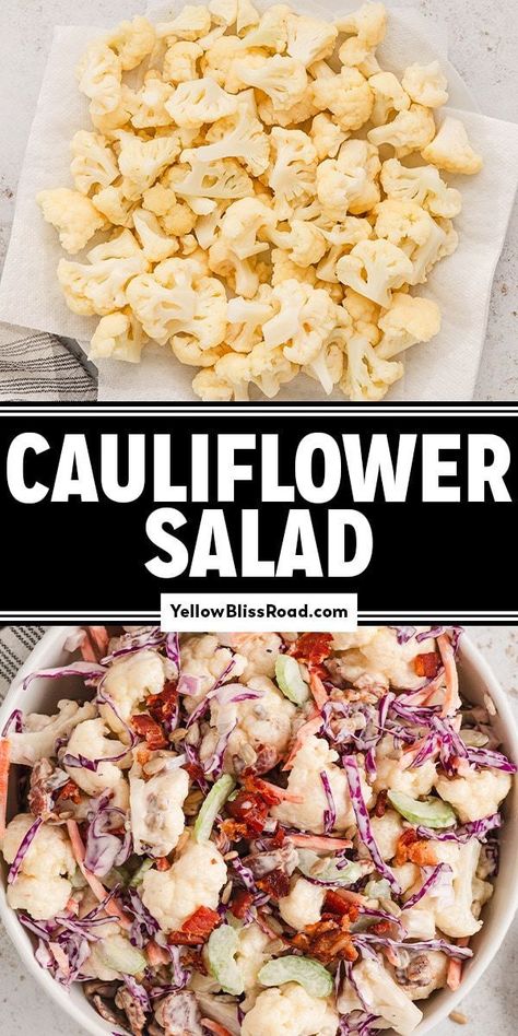 Spring Potluck, Cauliflower Appetizer, Raw Cauliflower Salad, Easy Chicken Salad Sandwich, Cauliflower Salad Recipe, 4th Of July Activities, 4th Of July Food, Potluck Salad, July Activities