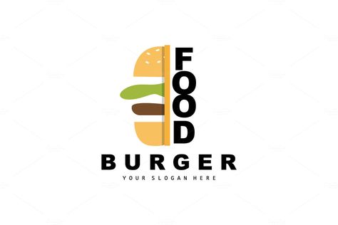 Burger Logo, Fast Food Design, Bread And Vegetables Vector, Fast Food Restaurant Brand Icon Illustration Logo Template 100% vector logos. Resizable Logo and background colors can be edited Fast Food Logo Design Ideas, Burger Logo Ideas, Fast Food Logo Design, Fast Food Restaurant Logo, Burger Restaurant Design, Fast Food Logo, Burger Logo, Fast Food Logos, Food Box Packaging