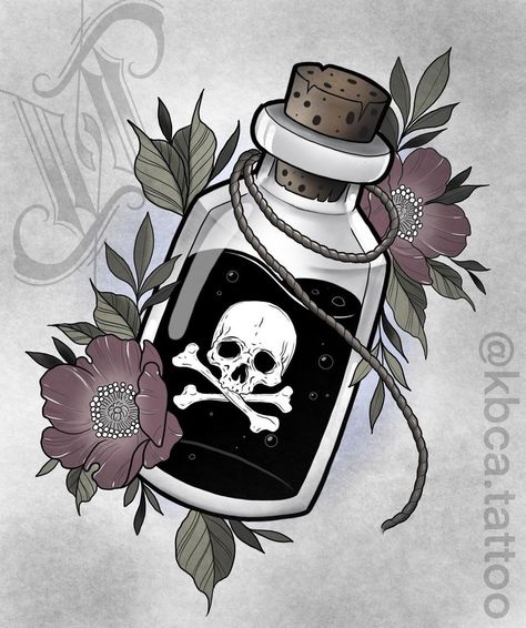 Tattoo Ideas Unique, Petit Tattoo, Arte Doodle, Bottle Tattoo, Witch Tattoo, Tattoos Geometric, Spooky Tattoos, Dark Art Tattoo, Tattoo Portfolio