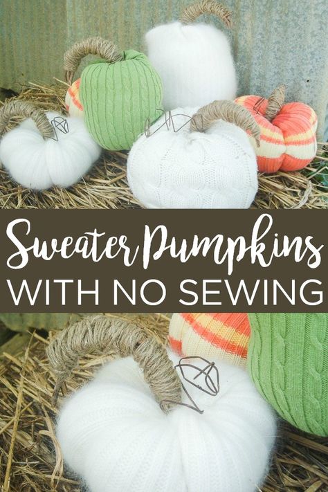 Learn how to make sweater pumpkins in all shapes and sizes. The best part is that there is no sewing required! #pumpkins #fall #crafts #nosew #sweater #upcycle #recycle Quick Halloween Crafts, Sweater Upcycle, Lantern Ghost, Sweater Pumpkins, Quick And Easy Crafts, Ghost Lights, Diy Sweater, Senior Activities, Fall Halloween Crafts