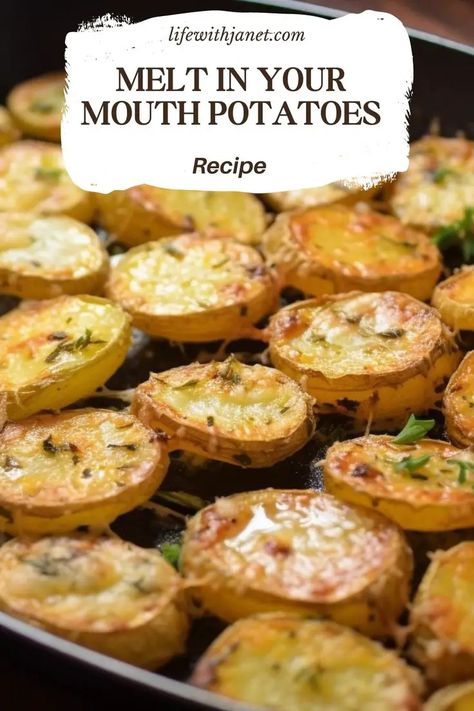 Melt in Your Mouth Potatoes Slice Potato Recipes, Sliced Potato Recipes Ovens, Potato Slices In Oven Baked, Grill Sides, Potato Dishes Easy, Oven Baked Potatoes, Melting Potatoes, Potato Side Dishes Easy, Baked Potato Slices