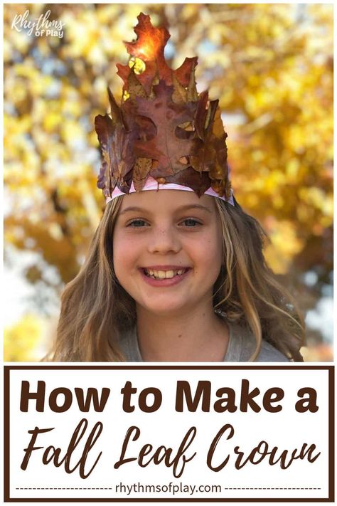 Fall Leaf Crown - Learn how to make a fall leaf crown with real preserved autumn leaves with this step by step tutorial. Includes a FREE printable crown template! Printable Crown, Autumn Leaves Craft, Crown Template, Diy Jewelry Making Tutorials, Crown Crafts, Fall Art Projects, Leaf Crown, Paper Wall Hanging, Autumn Activities For Kids