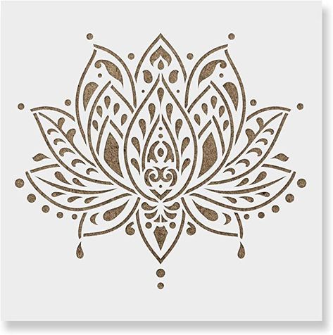 Amazon.com: Sacred Lotus Flower Stencil Template for Walls and Crafts - Reusable Stencils for Painting in Small & Large Sizes Lotus Flower Stencil, Serenity Logo, Flower Stencil Patterns, Free Stencils Printables, Henna Stencils, Sacred Lotus, Lotus Flower Art, Laser Cut Stencils, Wallpaper Stencil