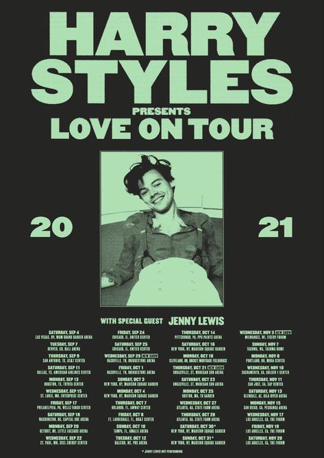 Love On Tour Outfits, Jenny Lewis, Harry Styles Poster, Tour Poster, Dorm Posters, Concert Poster, Harry Styles Love On Tour, Tour Posters, Room Posters