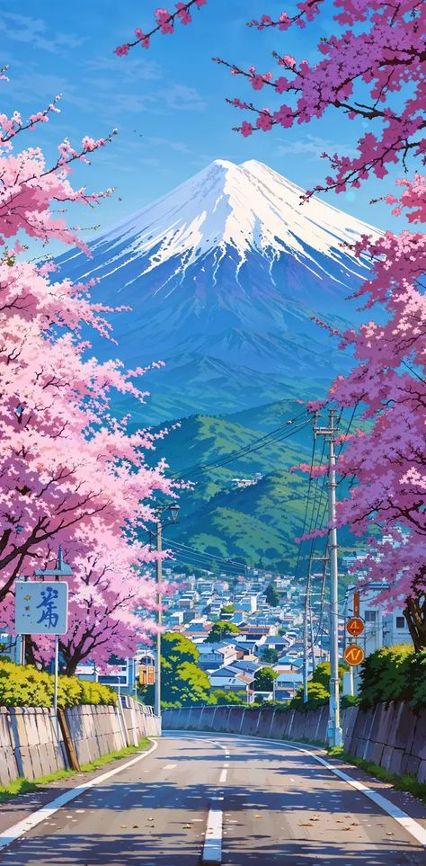 Cute Japan Wallpaper, Jepun Aesthetic, Japanese Ringtone, Anime Scenery Wallpaper Iphone, Zú To, Sakura Wallpaper Iphone, Landscape Photography Wallpaper, Japan Wallpaper, Mont Fuji