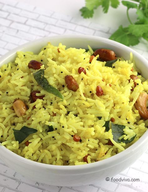 Lemon Rice Recipe Pulihora Recipe, Lemon Rice Recipe, Andhra Recipes, Indian Rice Recipes, South Indian Style, Indian Rice, Flavored Rice, Lemon Rice, Mango Recipes