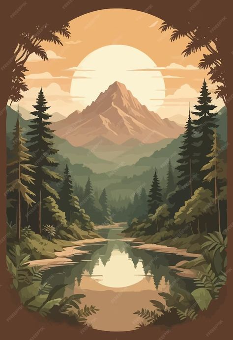 Premium Vector | A poster for the mountains by person Store Mural, Lonely Mountain, Contest Poster, Mountain Poster, Mountain Illustration, Tshirt Illustration, Illustration Ideas, Mountain Trails, Wallpaper Vintage