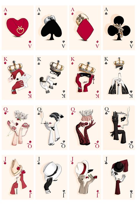 Drawing Of Playing Cards, Poker Art Illustration, Cute Playing Card Design, House Of Cards Drawing, Card Suits Design, Poker Card Drawing, Poker Card Painting, Poker Painting Ideas, Cool Playing Cards Design