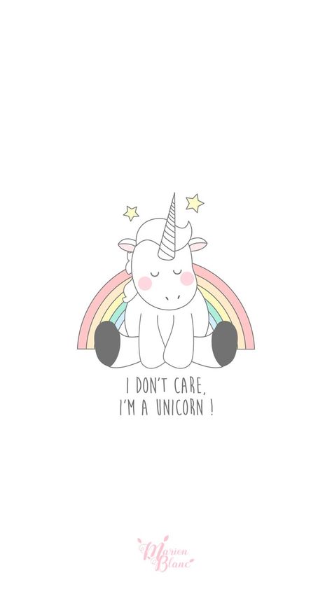 A Unicorn, I Don't Care, Rainbow, Wallpapers, Stars