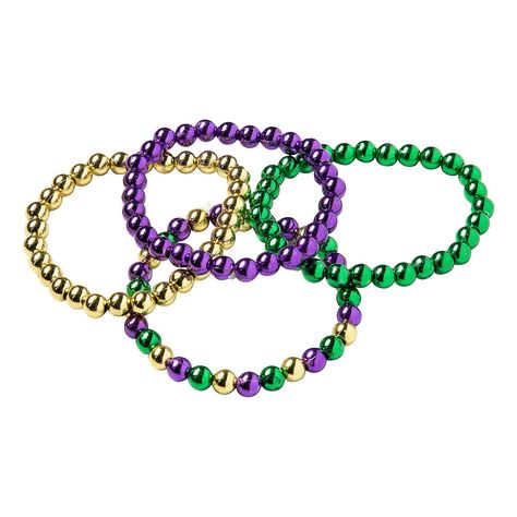 Matching Beaded Necklaces, Mardi Gras Bracelet, Mardi Grad, Mardi Gras Jewelry, Mardi Gras Colors, Novelty Jewelry, Party Favors For Kids, Mardi Gras Outfits, Mardi Gras Beads