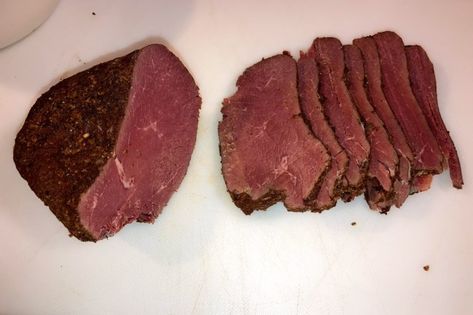 Corned Venison | Killer Noms Corned Venison Recipe, Corned Venison, Deer Recipes, Canning Pickles, Sirloin Tips, Reuben Sandwich, Pickling Spice, Round Roast, Venison Recipes