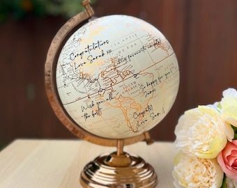 Wedding Globe Guest Book, Alternative Wedding Guest Book, Wedding Decor - Etsy UK Globe Guest Book, Guest Book Signage, Map Guest Book, Luggage Tags Wedding, Signage Wedding, Wedding Guest Book Unique, Travel Theme Wedding, Wedding Abroad, Guest Book Alternative