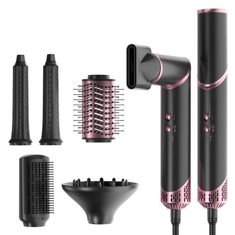 PRICES MAY VARY. Powerful High Speed Hair Dyer: With airflow of up to 20M/s and 110,000 RPM high speed Brushless motor, this hair blow dryer brush can save 60% fast drying time with less frizz. Enjoy more efficient styling with our advanced multi-hair styler. All In One Detachable Air Hair Styler: Customize your styling with 6 removable attachments, combines curling, conditioning, straightening, blow drying, and bang styling functions in one multitasking tool, powerful and efficient to achieve d Bang Styling, Hair Dyer, Blow Dryer Brush, Hot Air Brush, Hair Blow Dryer, Dryer Brush, Blow Dry Brush, Hair Dryer Brush, Air Brush