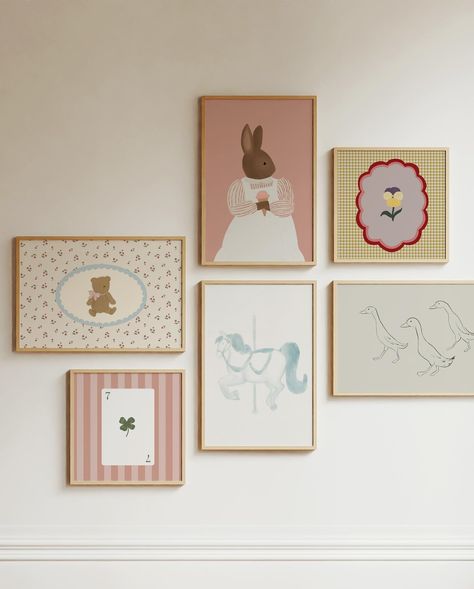 | Whimsical + sweet art prints for your littles @thelildillsshop 🌿 | Instagram Whimsical Bedroom Kids, Girls Gallery Wall, Whimsical Bedroom, Kids Rooms Inspo, Nursery Illustration, Toddler Girl Room, Baby Room Inspiration, Sweet Art, Nursery Inspo