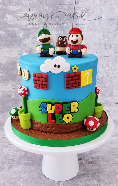 18th Birthday Cakes, Super Mario Bros Cake, Luigi Cake, Mario Kart Cake, Super Mario Brothers Birthday, Mario Birthday Cake, Mario Bros Cake, Twin Birthday Cakes, Super Mario Cake