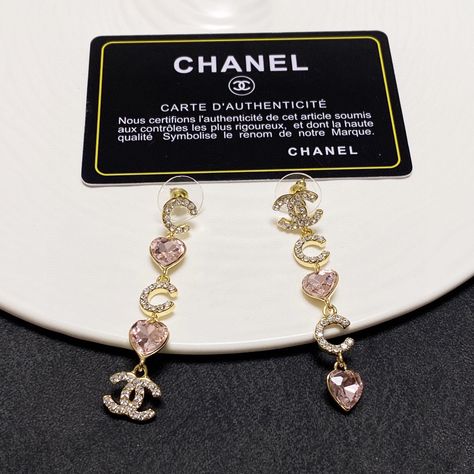 Chanel Charm, Pink Diamond Earrings, Chanel Chanel, Chanel Earrings, Chanel Accessories, Chanel Jewelry, Fashion Items, Tiffany Heart, Pink Diamond