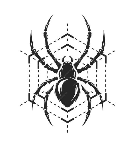 Premium Vector | Spider and web in the form of a geometric figure monochrome symbol vector illustration Spider Symbol, Spider Illustration, Premium Vector, Art Tattoo, Graphic Resources, Vector Illustration, Signs, Art