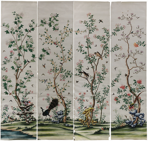 Items set to go under the hammer include a suite of 24 Chinese export wallpaper panels (pi... Hall Partition, Historical Wallpaper, Chinoiserie Panels, Mini Wallpaper, Regency House, Silk Wallpaper, Chinoiserie Wallpaper, Chinoiserie Chic, Chinese Export