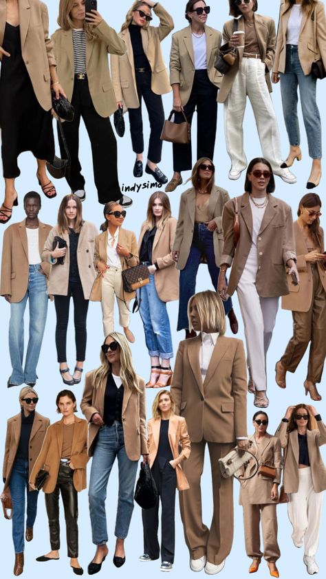 Camel blazer style inspo #camelblazer #style #styleinspo #neutralfashion Camel Blazer Outfits Women, Camel Jacket Outfit, Camel Blazer Outfit, Blazer Outfits Women, Brown Blazer Outfit, Camel Outfit, Outfit Otoño, Camel Blazer, Camel Style